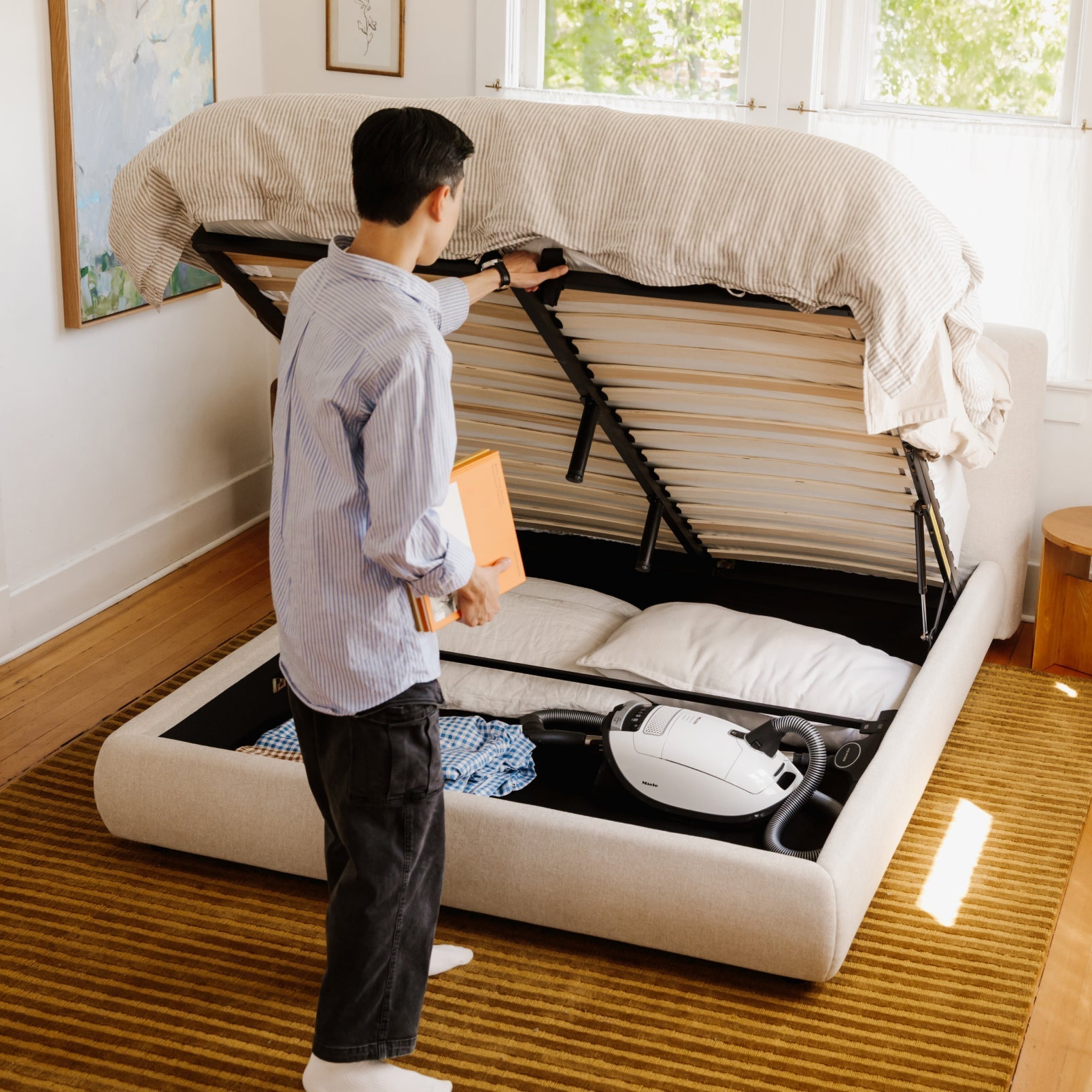 Haven Storage Bed, Queen, Latte