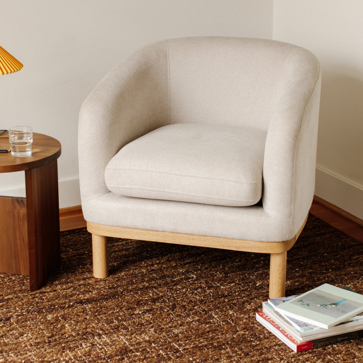 Smooth Moves Lounge Chair Latte Solid Oak Base - Side View